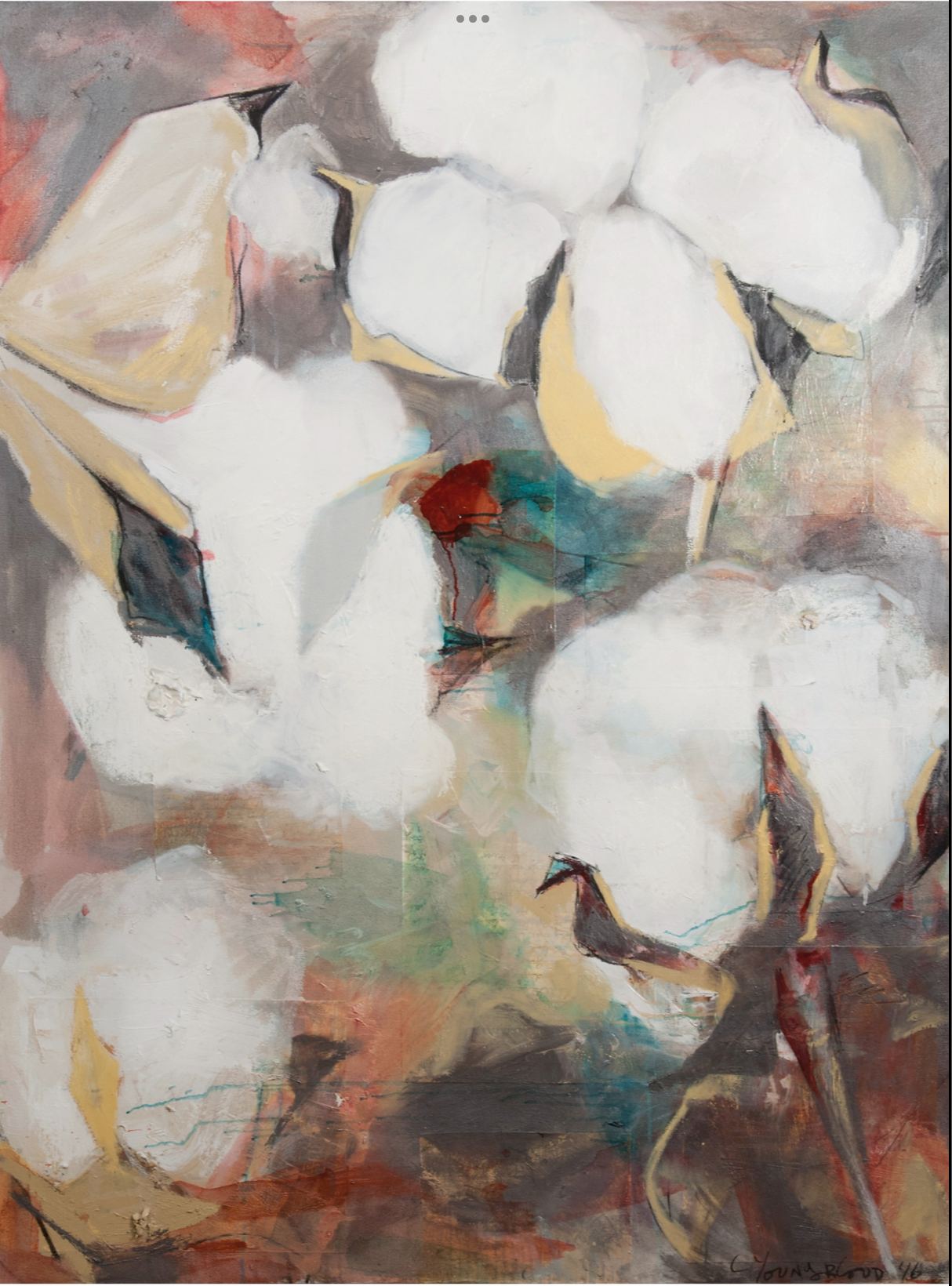 Bold Louisiana Cotton (36x48”)with 3” Pewter Floating Frame