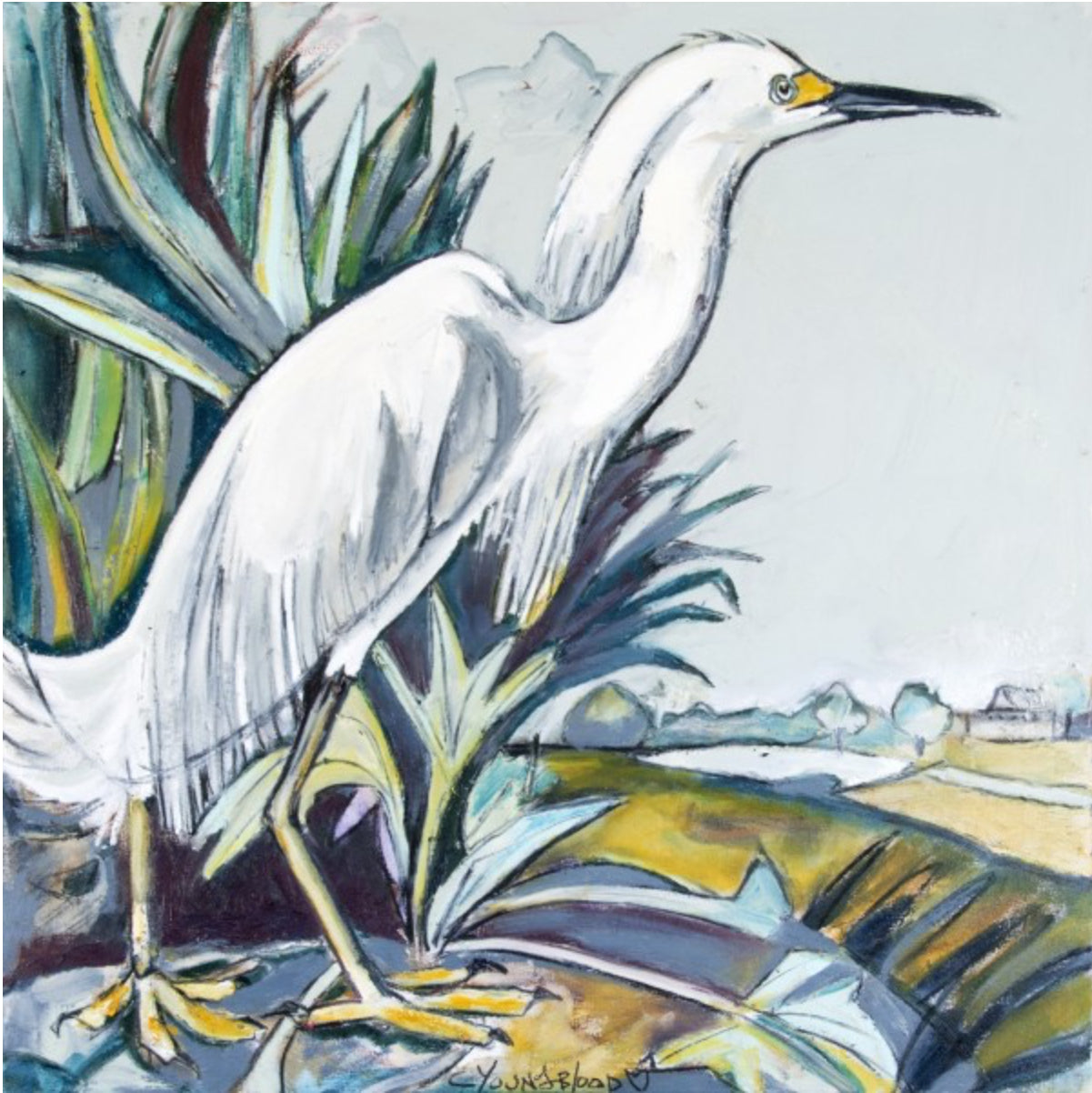 30% off (12x12”) Snowy White Egret signed giclee on canvas