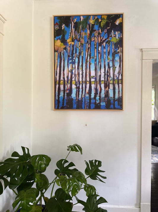 Cypress Reflections (36x48”) Giclee on canvas with gold floating frame