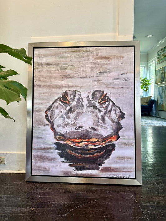 "Alligator Head in the Bayou" Champagne Floating Frame (33x42")