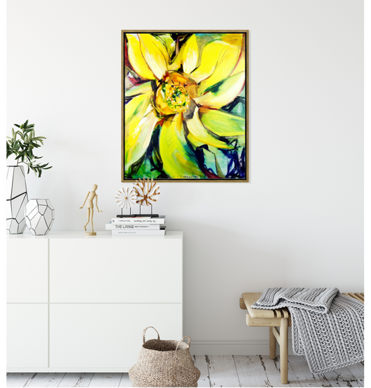 Sunflower (2018) (36x30”) Giclee on Canvas with Gold Floating Frame