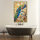 “Peacock Pair” (31x48”) giclee on canvas with gold floating frame