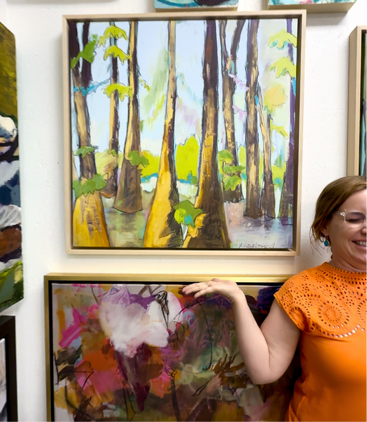 Bayou Cypress (30x30”) Giclee on canvas with gold floating frame