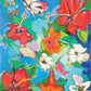 Bayou Oasis with Hibiscus and Butterflies I (36x48”) with gold floating frame