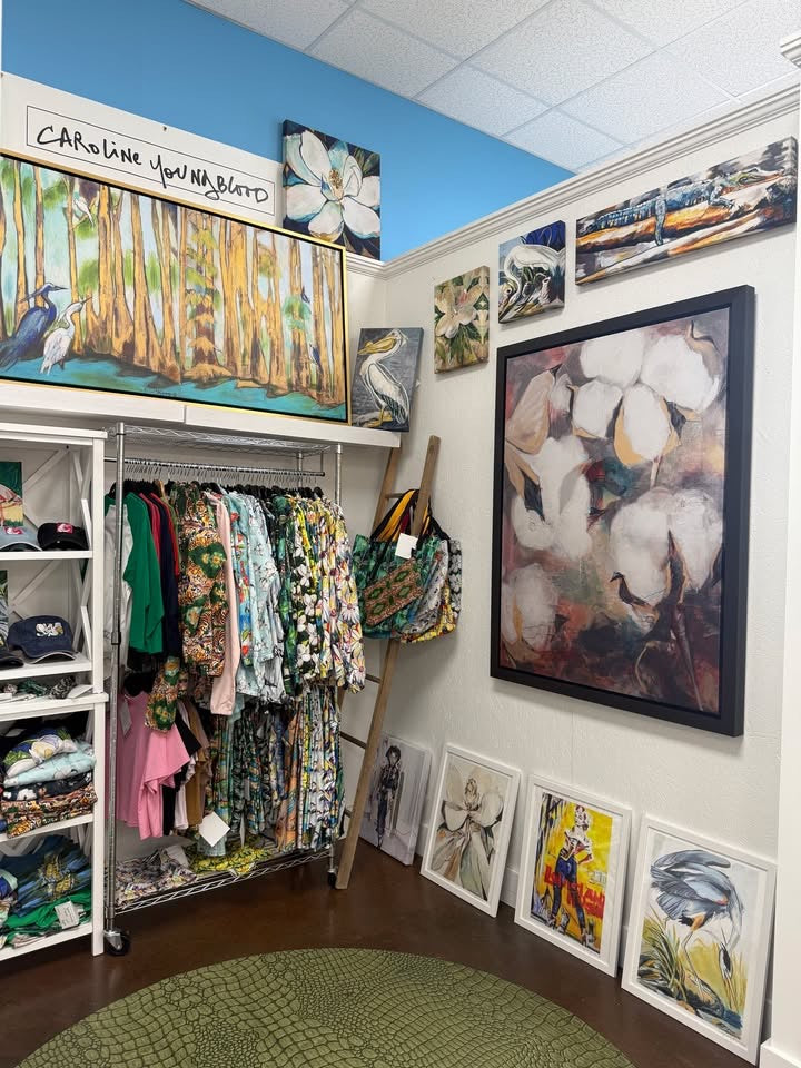 Bold Louisiana Cotton (36x48”)with 3” Pewter Floating Frame
