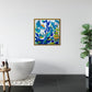 “Peacock Meets the Queen of Bayou Oasis” (30x30”) giclee printed canvas with solid gold floating frame