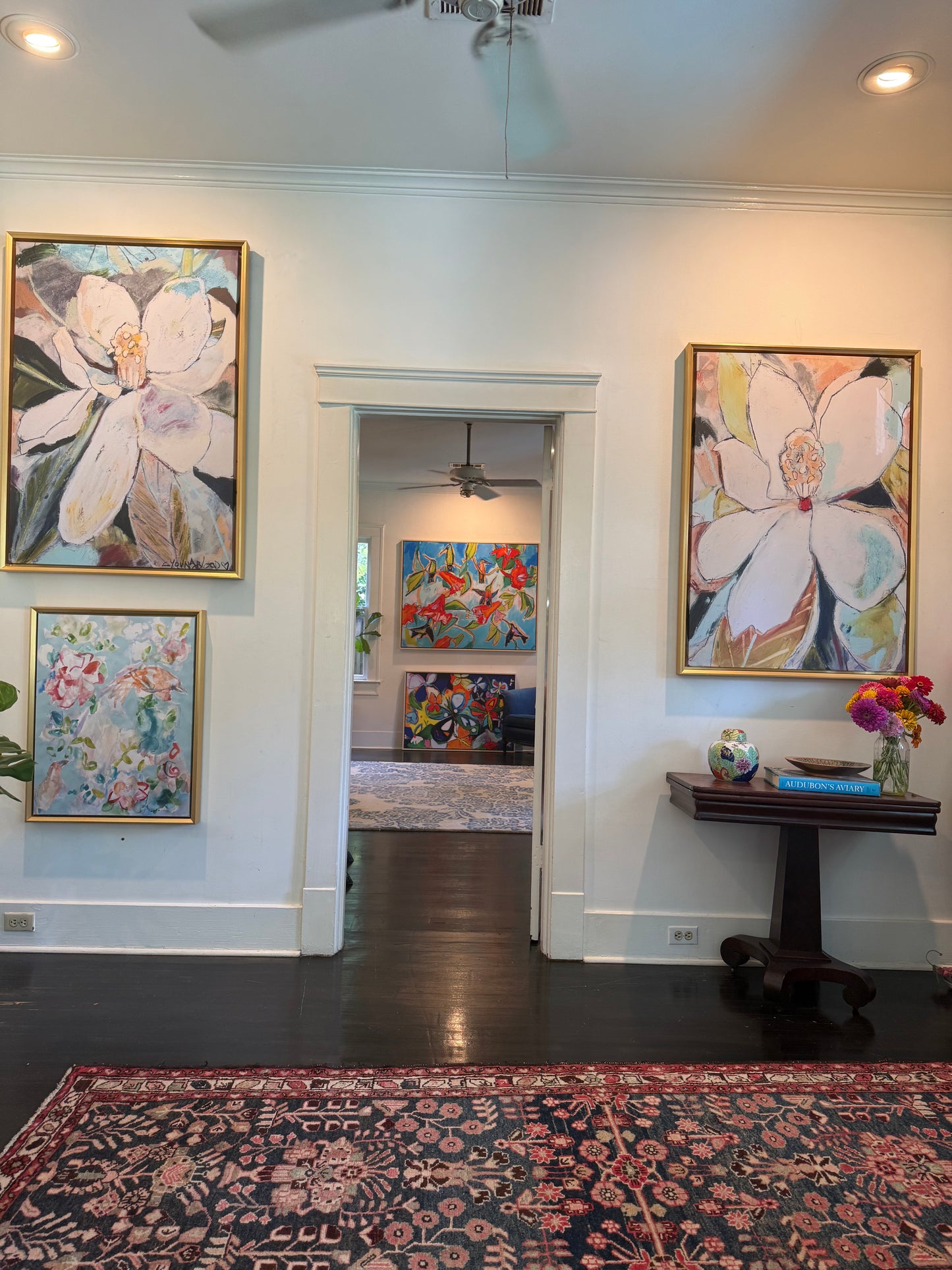 Soft Magnolia I (36x48”) with solid gold floating frame