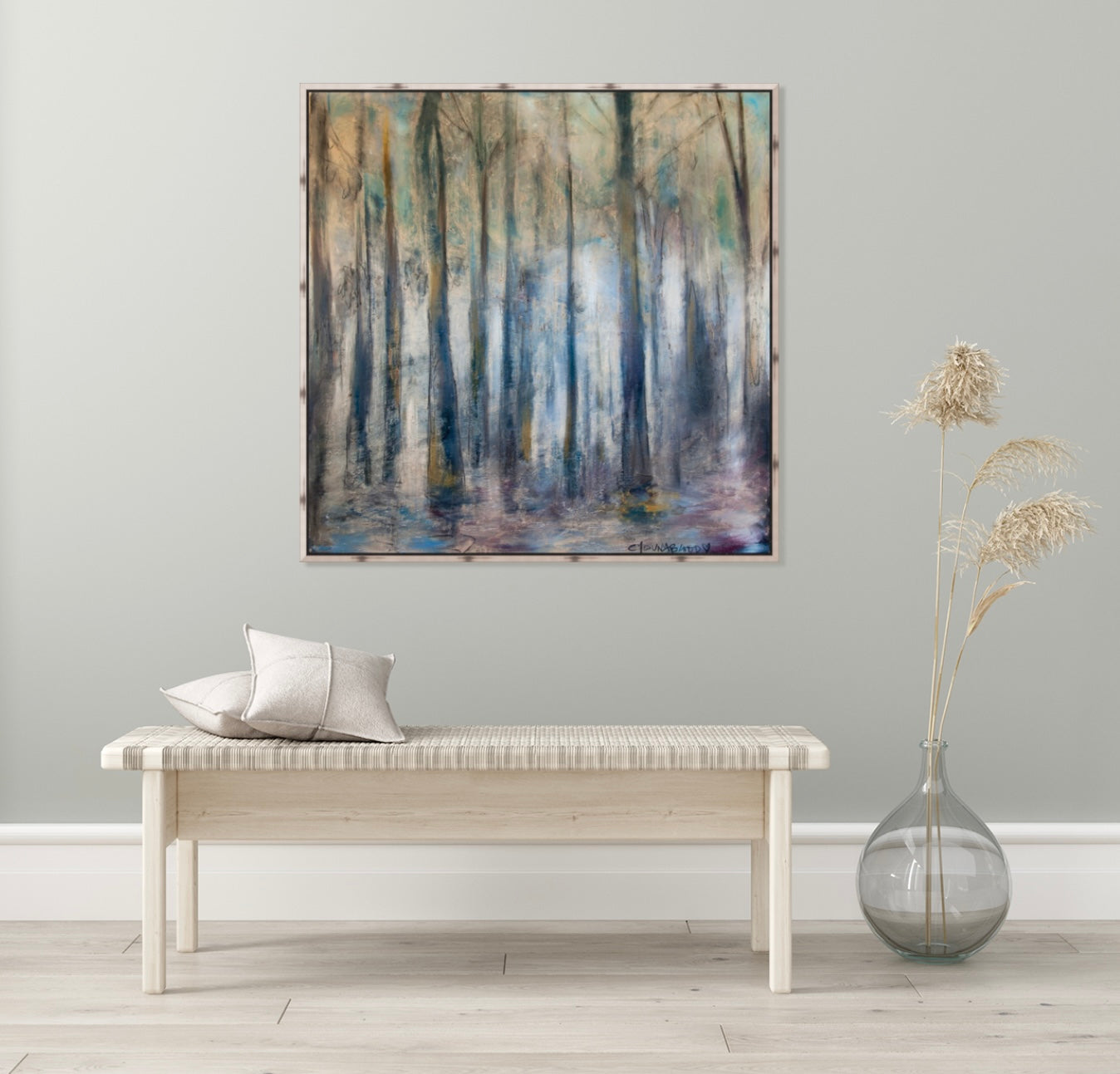 “Mysterious Cypress” (48x48”) Giclee printed canvas with champagne floating frame