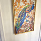 “Peacock Pair” (23x36”) giclee printed canvas with solid gold floating frame