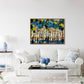 “Cypress Reflections Abstract” (48x36”) giclee printed canvas with gold floating frame