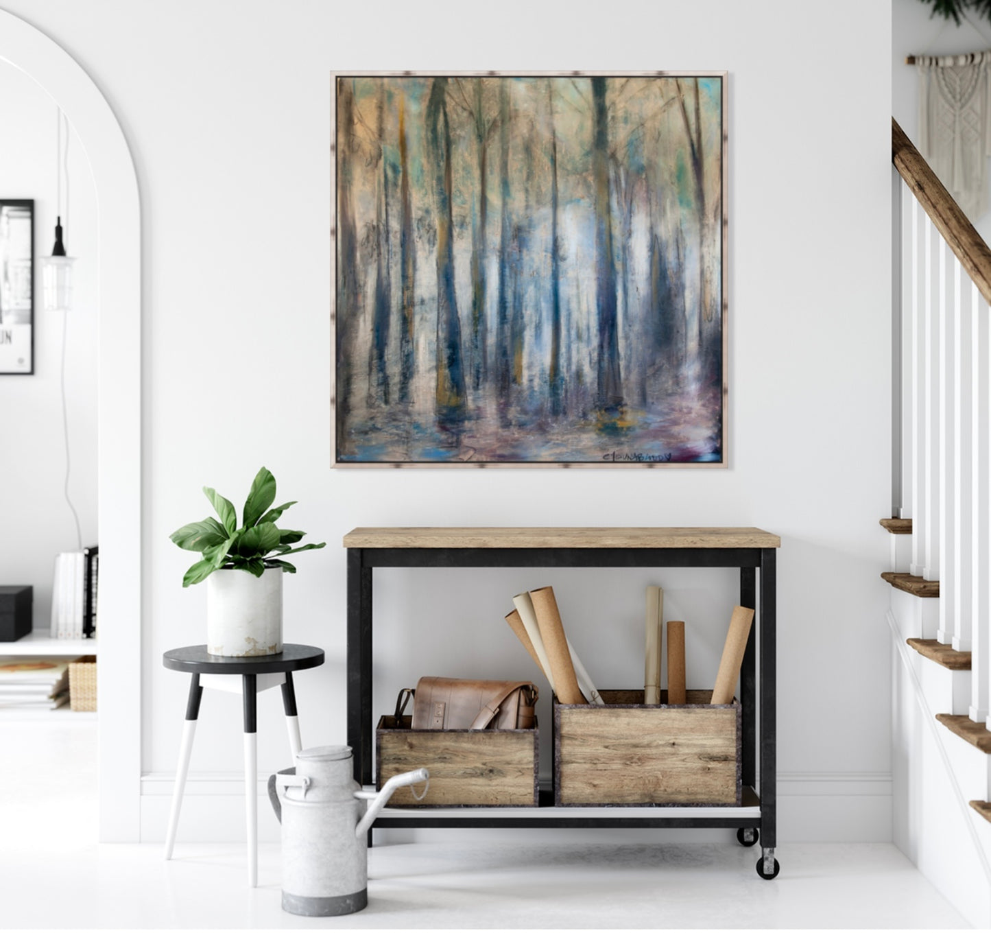 “Mysterious Cypress” (48x48”) Giclee printed canvas with champagne floating frame