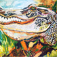 Groovy Gator (36x48”) with natural wood floating frame