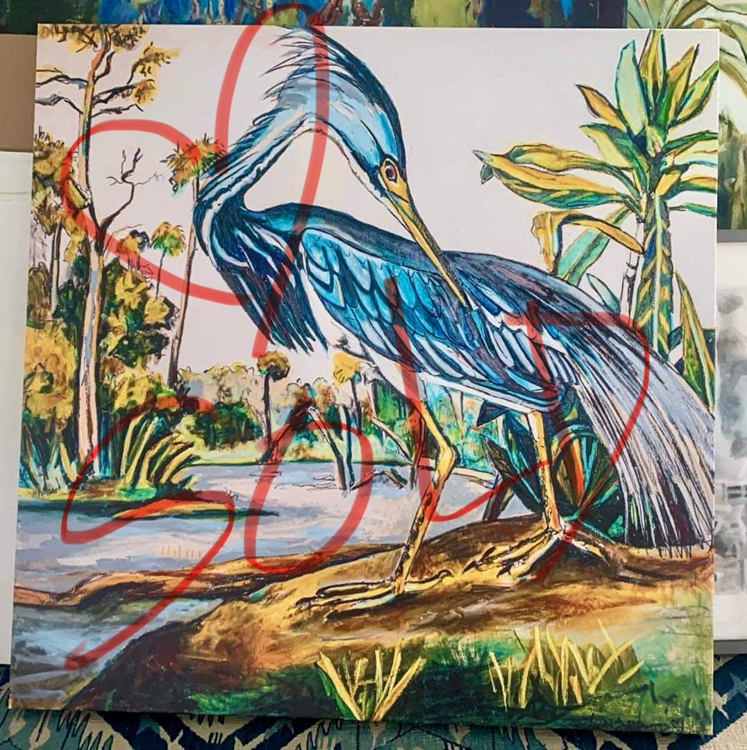 Blue Heron Giclee on Canvas