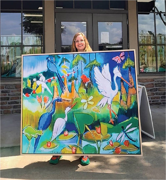 Queen of Bayou Oasis (47x55”) with gold floating frame