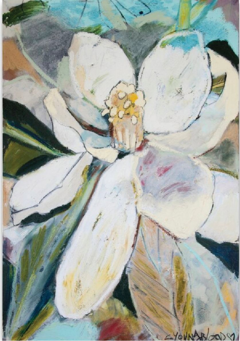 Soft Magnolia I (36x48”) with solid gold floating frame