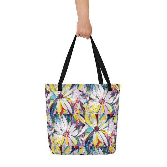 Zinnias All-Over Print Large Tote Bag