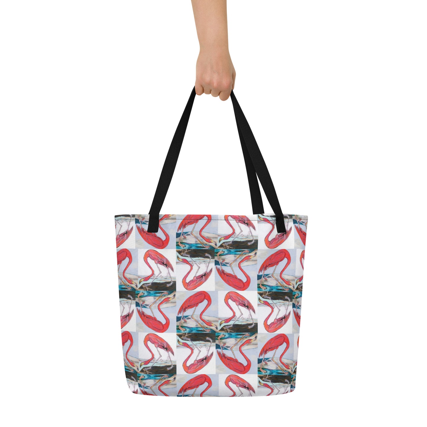 Flamingo Tango All-Over Print Large Tote Bag