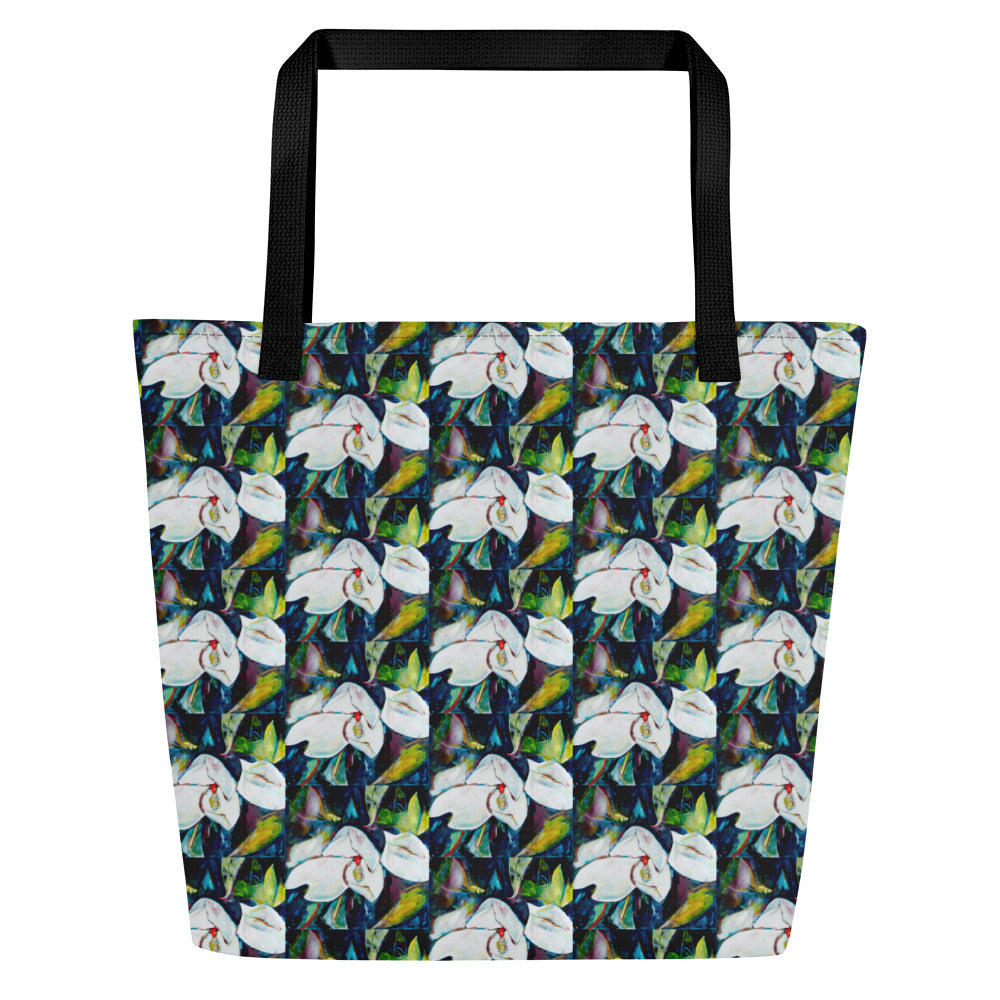 Magnolia and the Painted Bunting All-Over Print Large Tote Bag