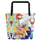 Tobacco Leaf with Animals All-Over Print Large Tote Bag