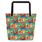 Hummingbirds with Sun All-Over Print Large Tote Bag