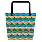 Flamingo Oasis Brick Pattern All-Over Print Large Tote Bag