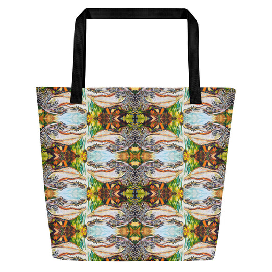 Groovy Gator All-Over Print Large Tote Bag
