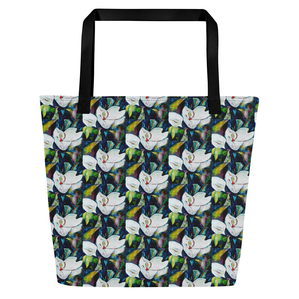 Magnolia and the Painted Bunting All-Over Print Large Tote Bag