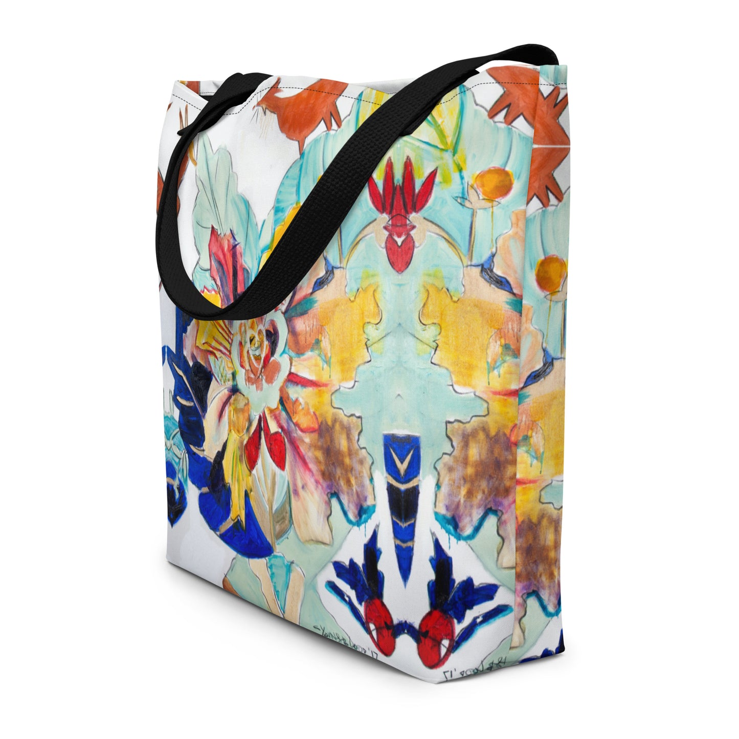 Tobacco Leaf with Animals All-Over Print Large Tote Bag