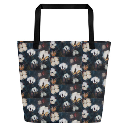 Cotton at Night All-Over Print Large Tote Bag