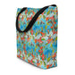 Hummingbirds and Hibiscus All-Over Print Large Tote Bag