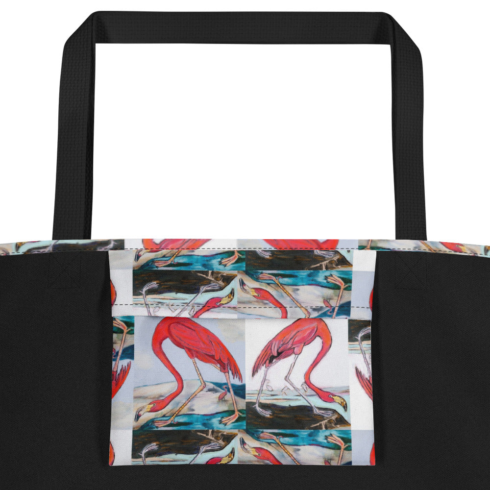 Flamingo Tango All-Over Print Large Tote Bag