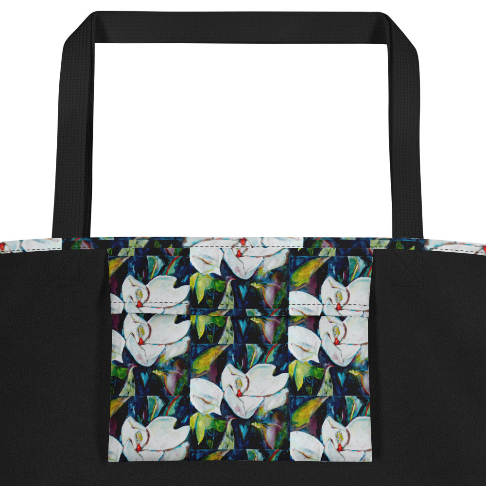 Magnolia and the Painted Bunting All-Over Print Large Tote Bag