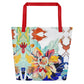 Tobacco Leaf with Animals All-Over Print Large Tote Bag