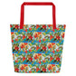 Hummingbirds with Sun All-Over Print Large Tote Bag