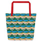 Flamingo Oasis Brick Pattern All-Over Print Large Tote Bag