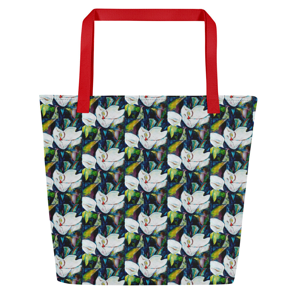 Magnolia and the Painted Bunting All-Over Print Large Tote Bag