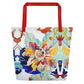 Tobacco Leaf with Animals All-Over Print Large Tote Bag