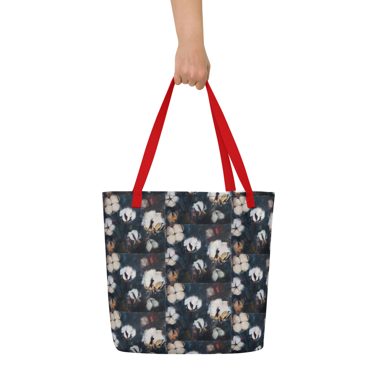 Cotton at Night All-Over Print Large Tote Bag