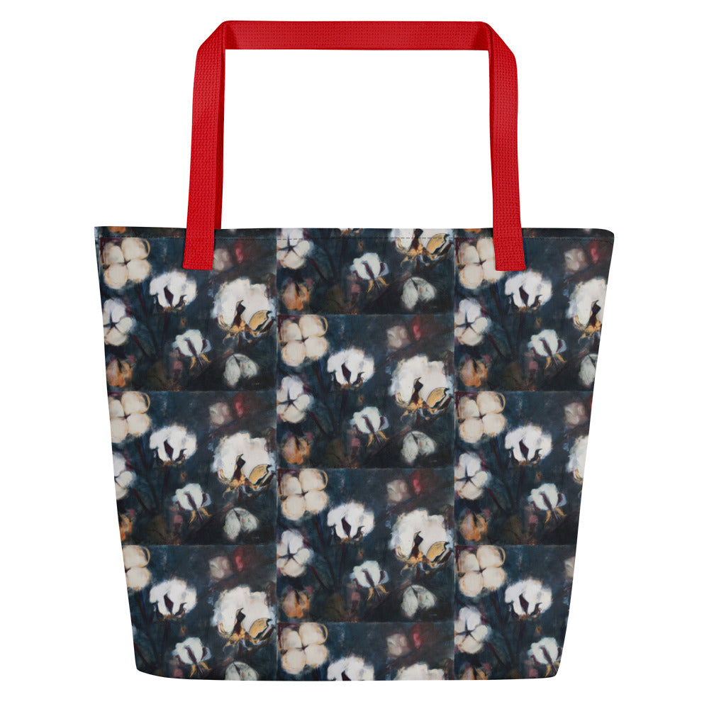 Cotton at Night All-Over Print Large Tote Bag