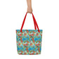 Hummingbirds and Hibiscus All-Over Print Large Tote Bag