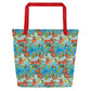 Hummingbirds and Hibiscus All-Over Print Large Tote Bag