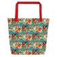 Hummingbirds with Sun All-Over Print Large Tote Bag