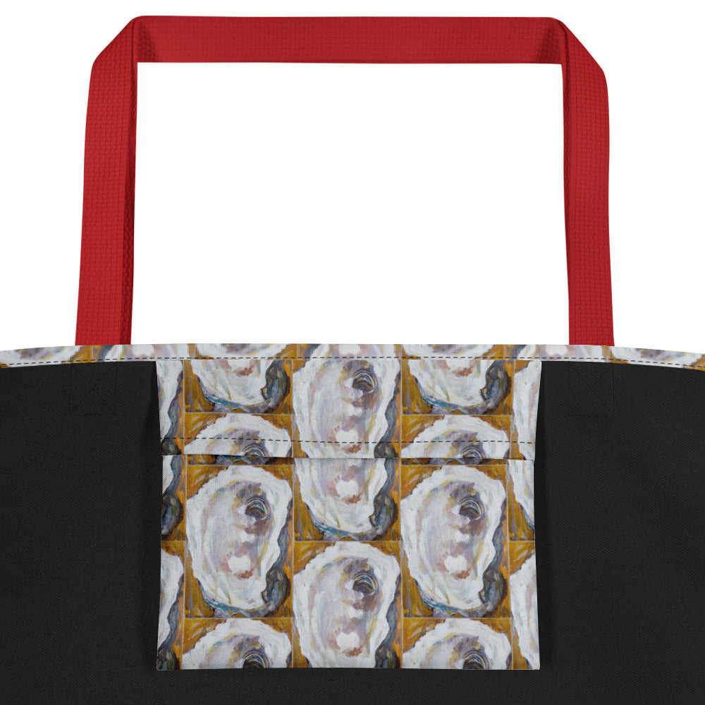 Mustard Oyster Shells All-Over Print Large Tote Bag