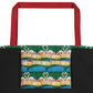 Flamingo Oasis Brick Pattern All-Over Print Large Tote Bag