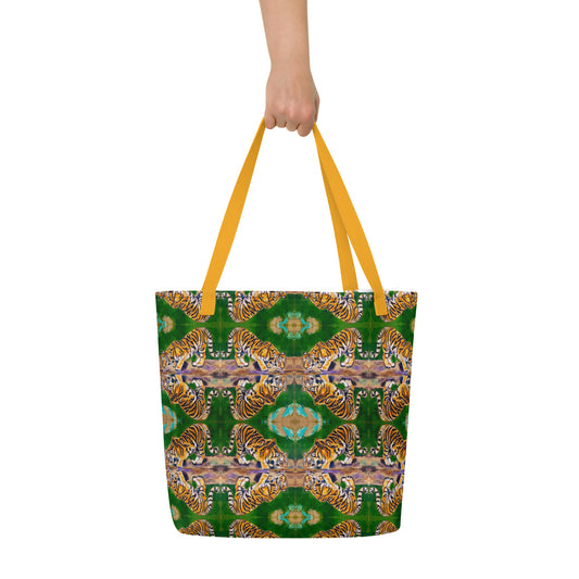 Tiger Reflections All-Over Print Large Tote Bag