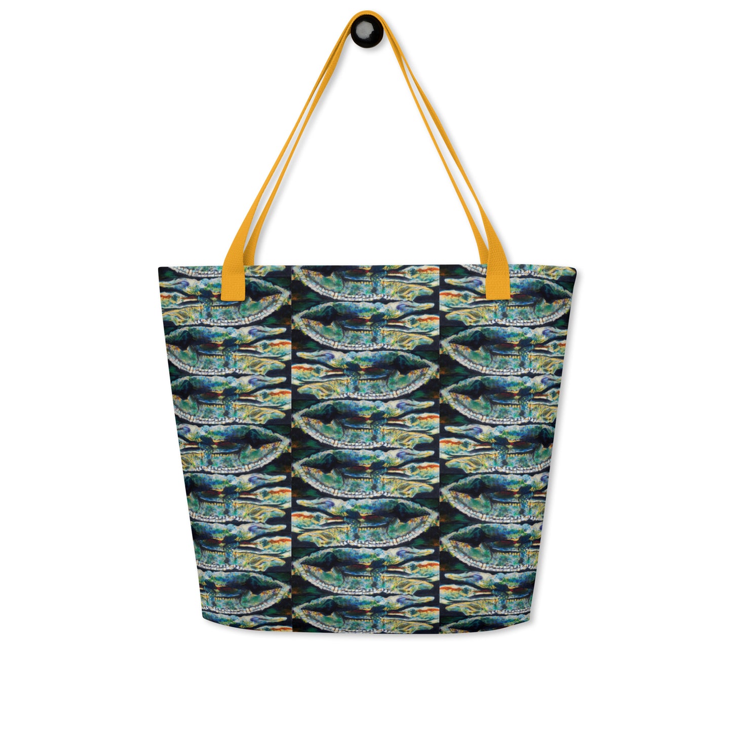 Psychedelic Gator Reflection All-Over Print Large Tote Bag