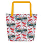 Flamingo Tango All-Over Print Large Tote Bag