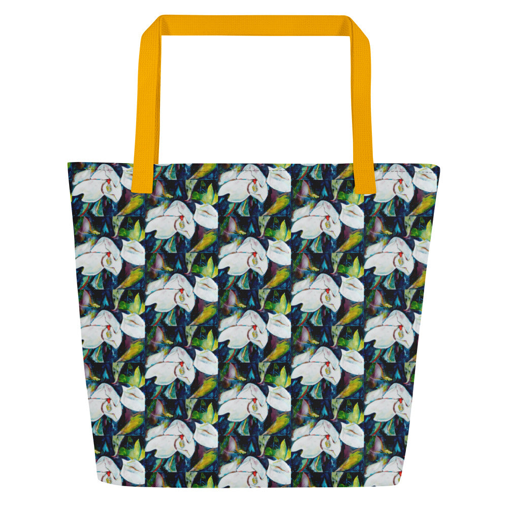 Magnolia and the Painted Bunting All-Over Print Large Tote Bag