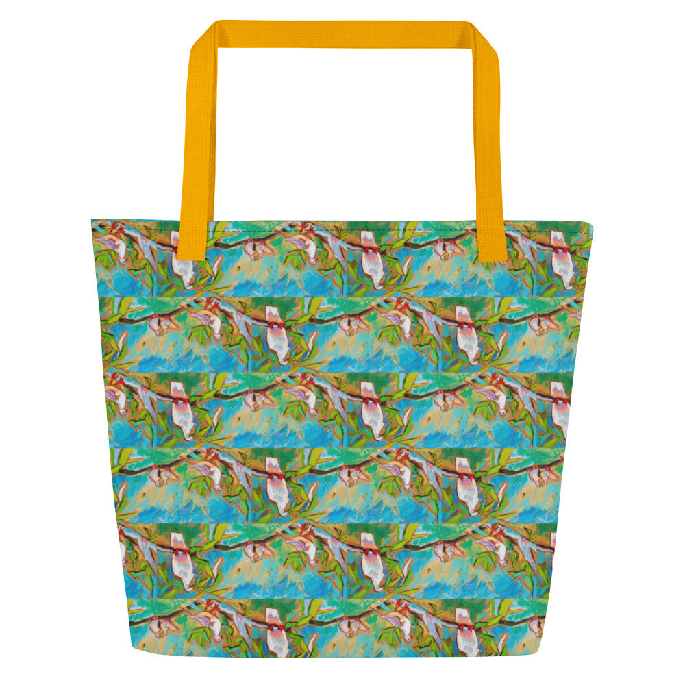 Doves in Oasis All-Over Print Large Tote Bag