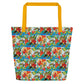 Hummingbirds with Sun All-Over Print Large Tote Bag